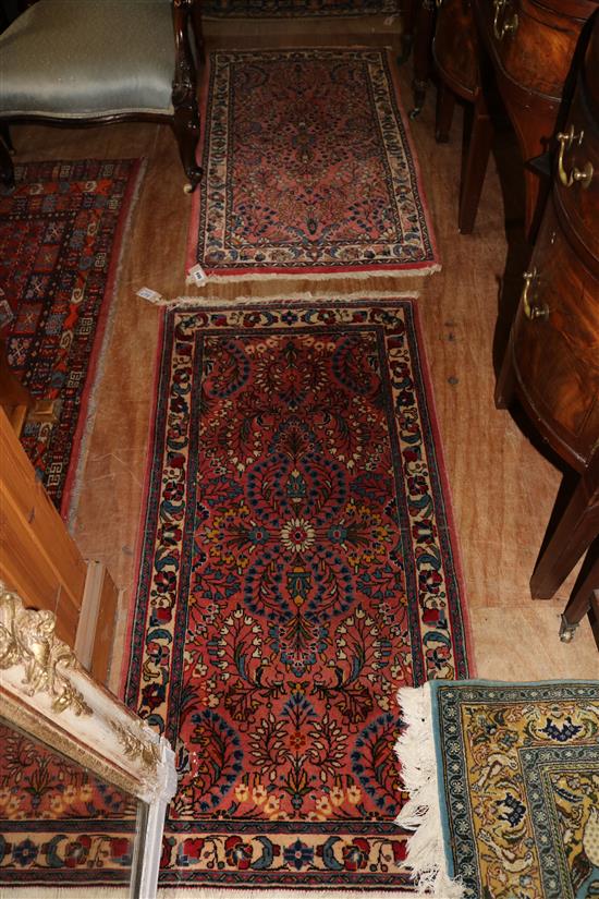 Two Persian pink ground mats